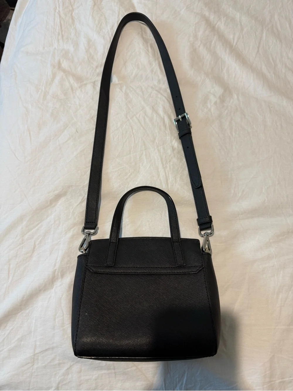 Kate Spade New York Black Saffiano Leather Satchel Crossbody Bag